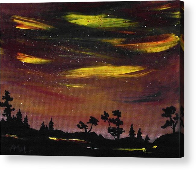 Calm Acrylic Print featuring the painting Night Scene by Anastasiya Malakhova