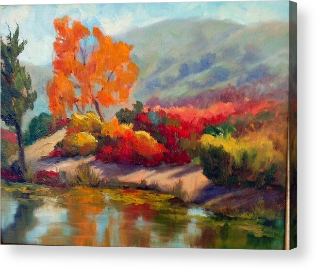 Pond Acrylic Print featuring the painting No Fishing by Dorothy Nalls
