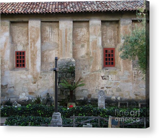 Carmel Mission Acrylic Print featuring the photograph North Wall of the Carmel Mission by James B Toy