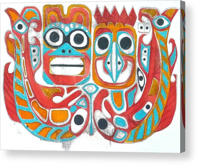 Walt Maes Acrylic Print featuring the painting Northwest Native Art by Walt Maes
