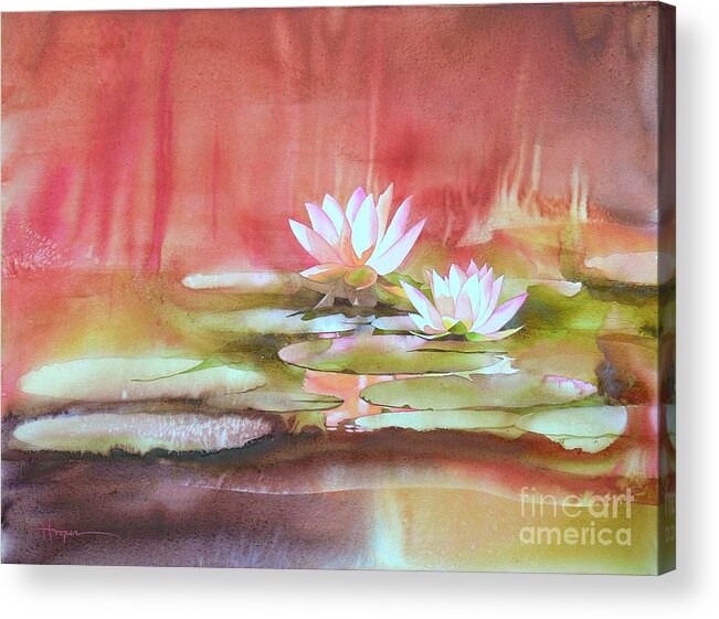 Watercolor Acrylic Print featuring the painting Nympheas by Robert Hooper