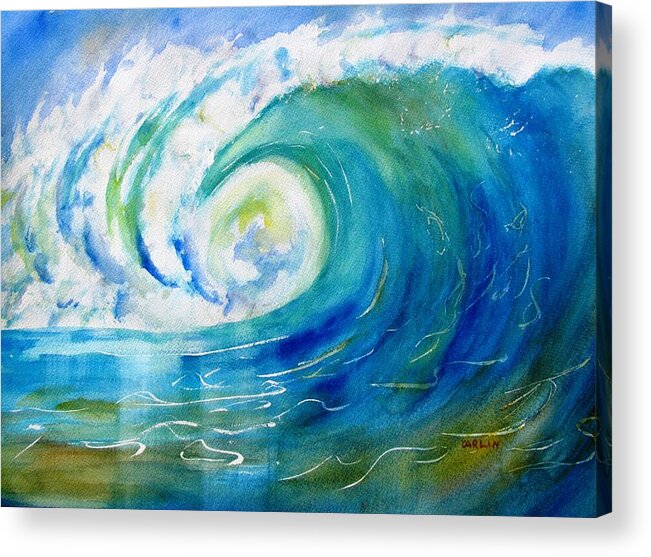 Wave Acrylic Print featuring the painting Ocean Wave by Carlin Blahnik CarlinArtWatercolor