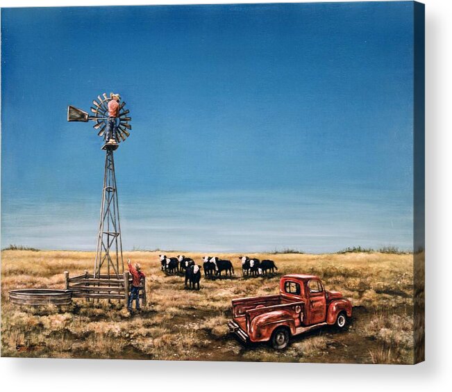 Oil Acrylic Print featuring the painting Oil Change by Laurie Tietjen