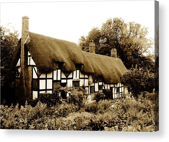  England Acrylic Print featuring the photograph Old English Thatched cottage by Tom Conway