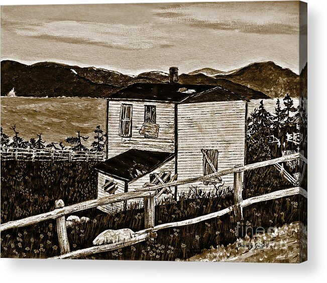 Sepia Old House Acrylic Print featuring the painting Old House in Sepia by Barbara A Griffin