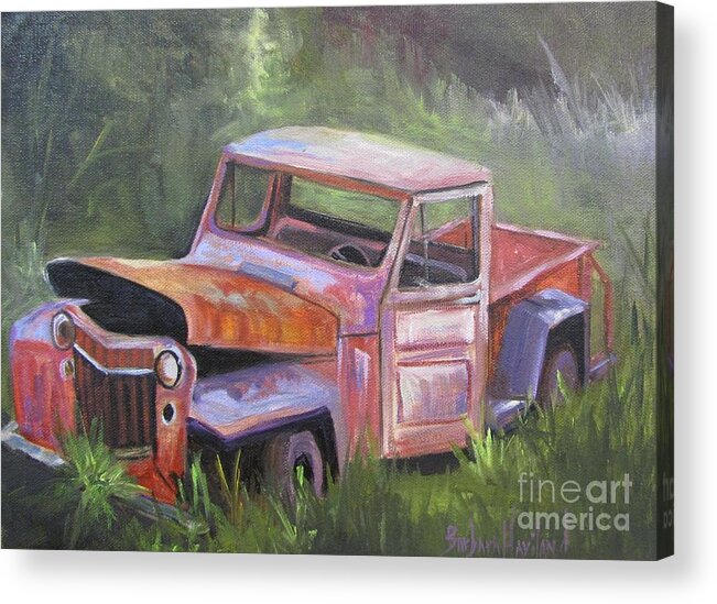 Jeepster Acrylic Print featuring the painting Old Jeepster by Barbara Haviland