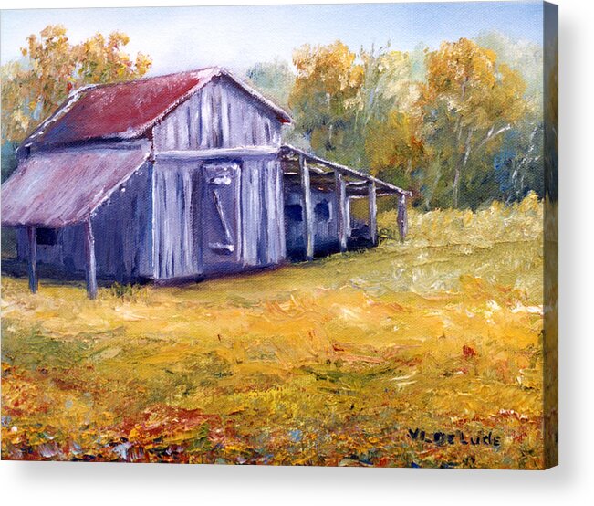 Barn Acrylic Print featuring the painting Old Louisiana Barn in Pasture Landscape by Lenora De Lude