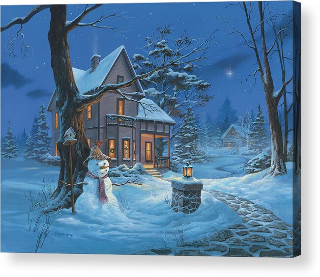 Michael Humphries Acrylic Print featuring the painting Once Upon A Winter's Night by Michael Humphries