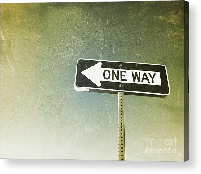 American Acrylic Print featuring the photograph One way road sign by Bryan Mullennix