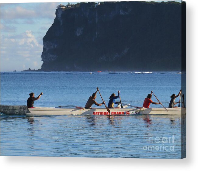 Canoeists Acrylic Print featuring the photograph Outrigger Canoe Practice by Scott Cameron