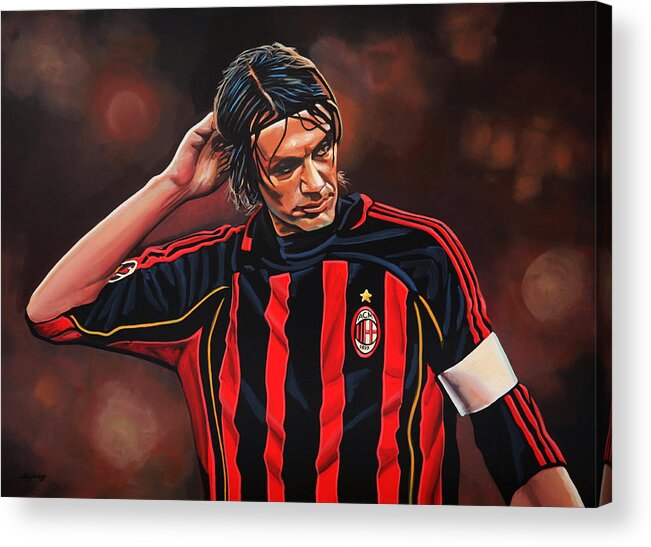 Paolo Maldini Acrylic Print featuring the painting Paolo Maldini by Paul Meijering