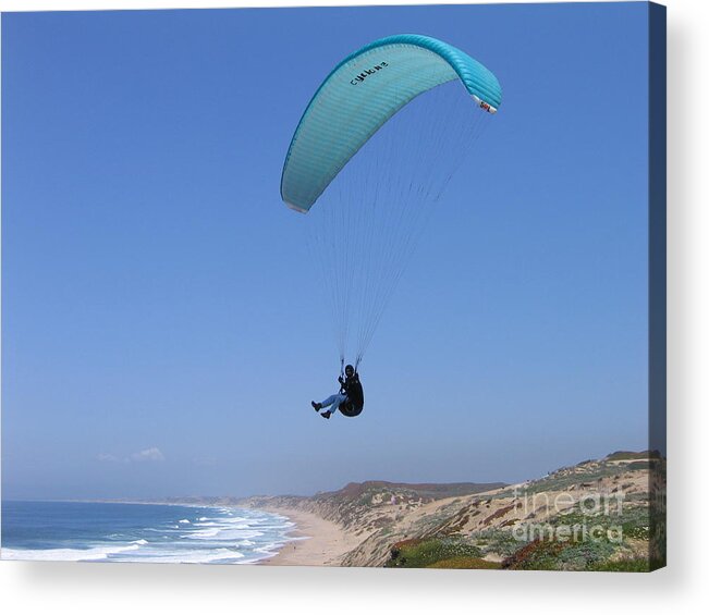 Monterey Bay Acrylic Print featuring the photograph Paraglider Over Sand City by James B Toy
