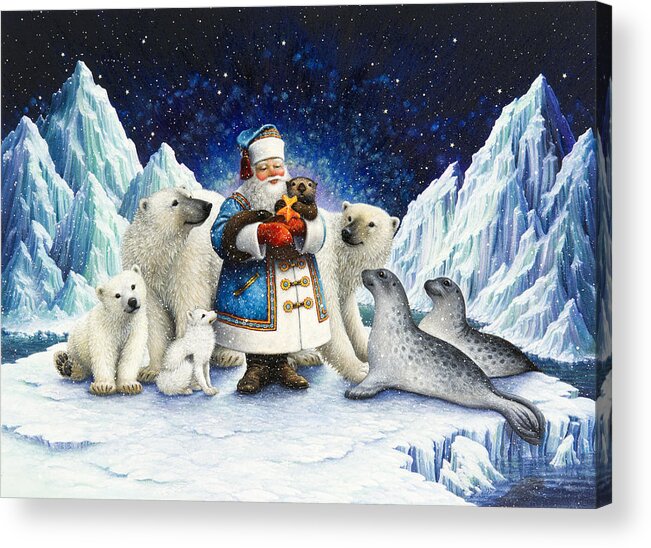 Santa Claus Acrylic Print featuring the painting Peace On Earth by Lynn Bywaters