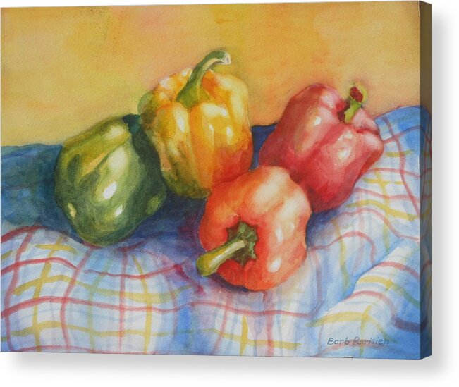 Peppers Acrylic Print featuring the painting Peppers by Barbara Parisien