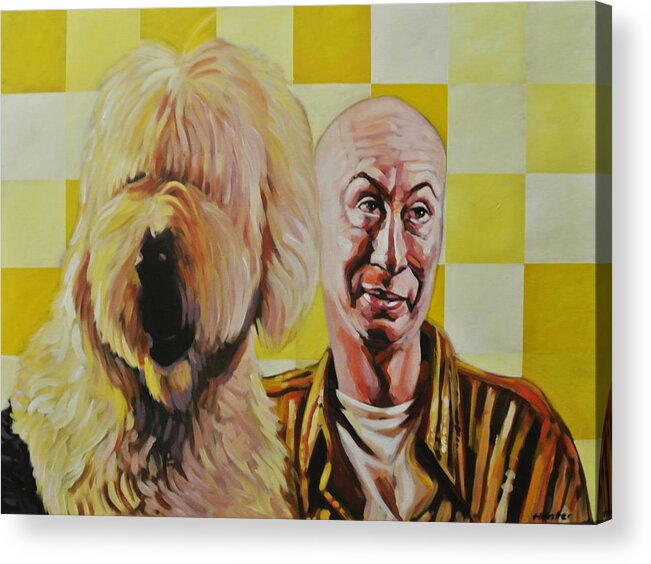 Peter Bixsby Acrylic Portrait Canvas Acrylic Print featuring the drawing Peter and Bixsby by Steve Hunter