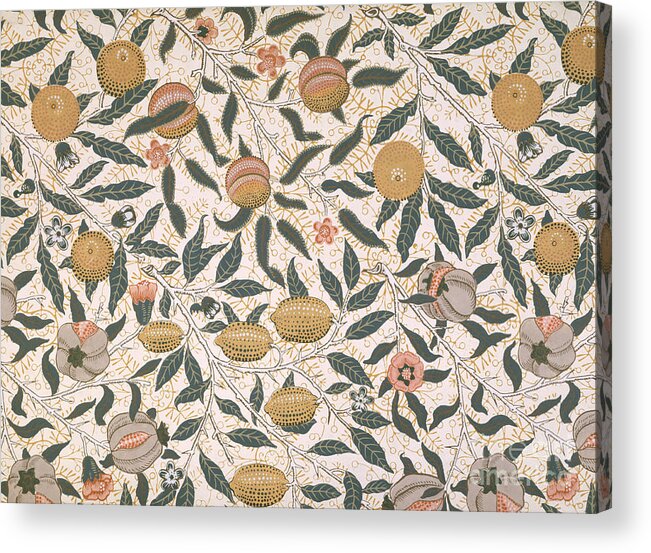 Pattern Acrylic Print featuring the tapestry - textile Pomegranate design for wallpaper by William Morris