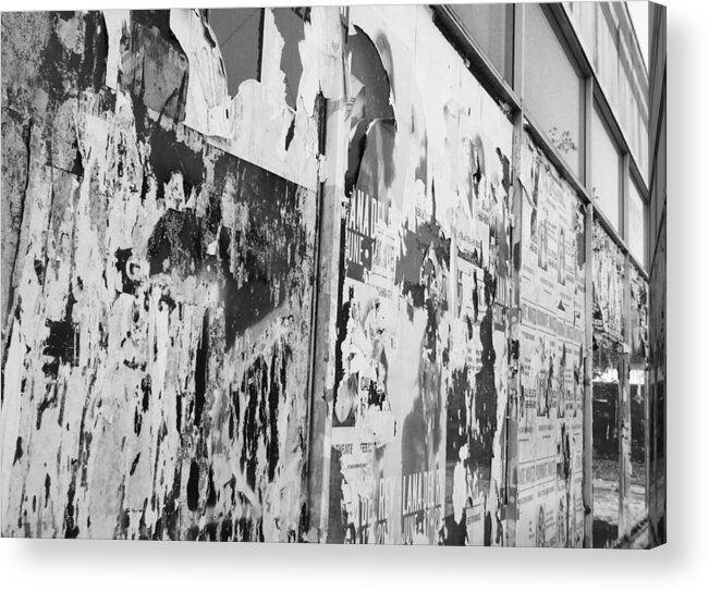 Playbill Acrylic Print featuring the photograph Posters BW by Laurie Tsemak