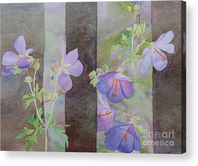 Purple Acrylic Print featuring the painting Purple Ivy Geranium by Laurel Best
