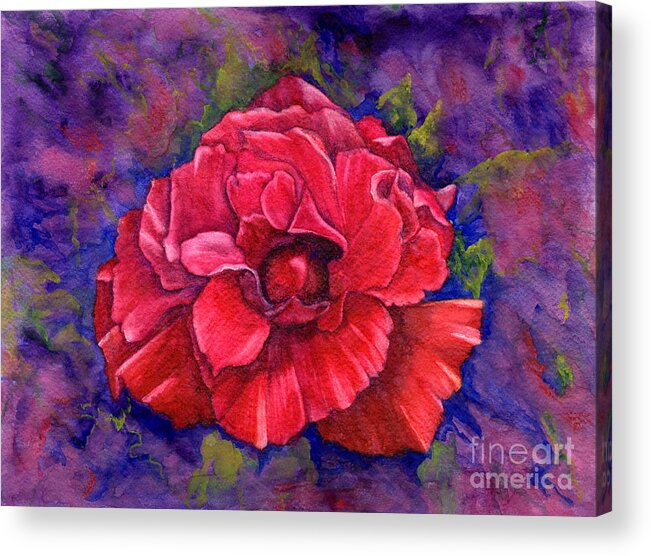 Red Rose Acrylic Print featuring the painting Purple Passion by Nancy Cupp