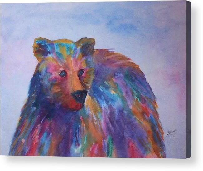 Bear Acrylic Print featuring the painting Rainbow Bear by Ellen Levinson