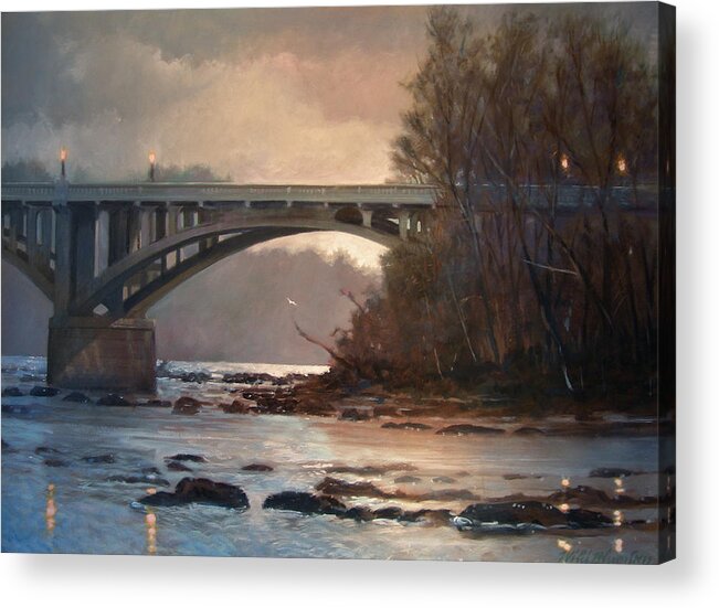 River Acrylic Print featuring the painting Rainy River by Blue Sky
