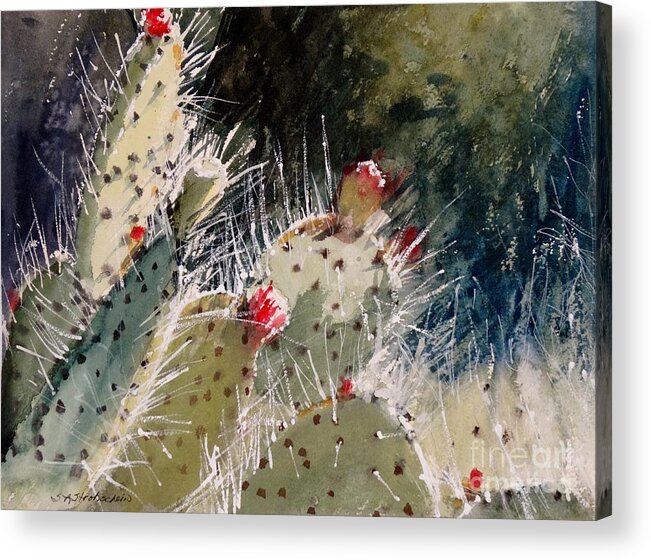 Cactus Acrylic Print featuring the painting Reach for the Sun by Sandra Strohschein