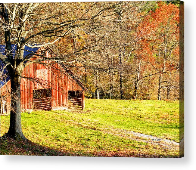 Barns Acrylic Print featuring the photograph Red Barn in Late Fall by Duane McCullough