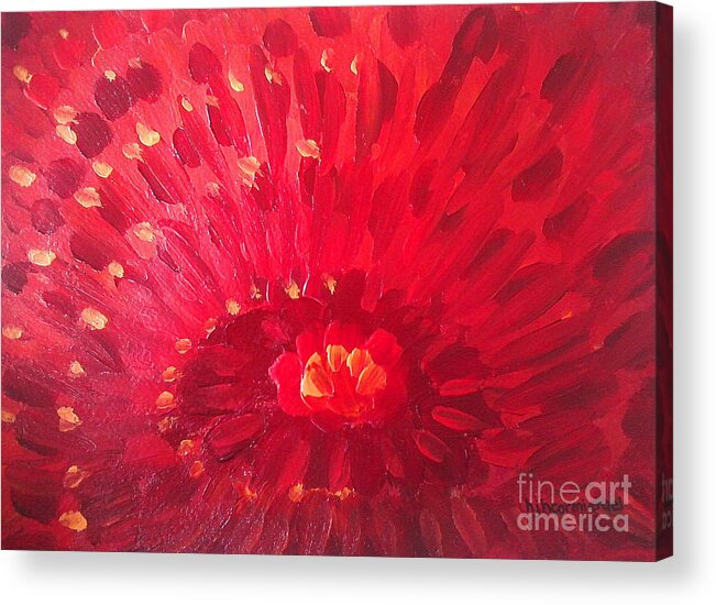 Abstract Acrylic Print featuring the painting Red Zinnia by Holly Carmichael