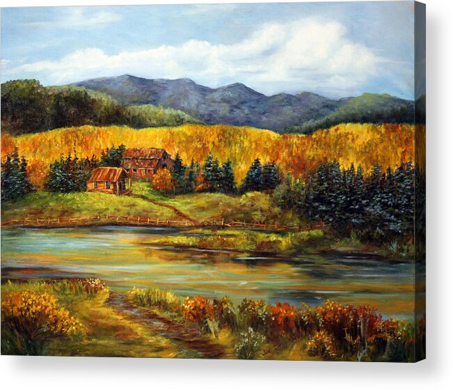 Ranch Acrylic Print featuring the painting River Ranch by June Hunt