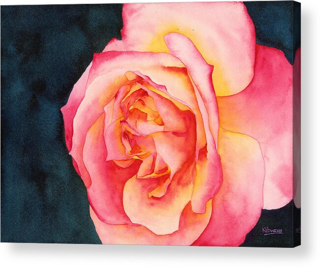 Rose Acrylic Print featuring the painting Rose Ablaze by Ken Powers
