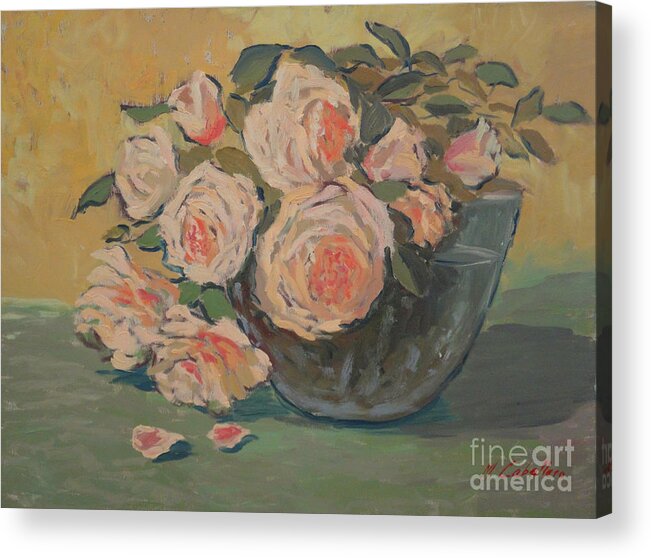 Still Life Arrangements Acrylic Print featuring the painting Roses II by Monica Elena