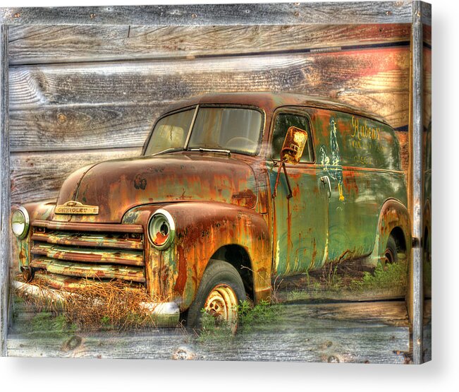 Antique Truck Acrylic Print featuring the photograph Rubens Good Chicks 2 by Thomas Young