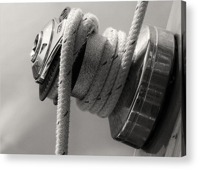 Sail Acrylic Print featuring the photograph Sail Boat Winch by Tony Grider
