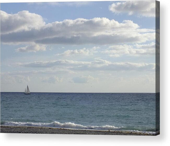 Seascape Acrylic Print featuring the photograph Sailin' The Blues by Peggy King