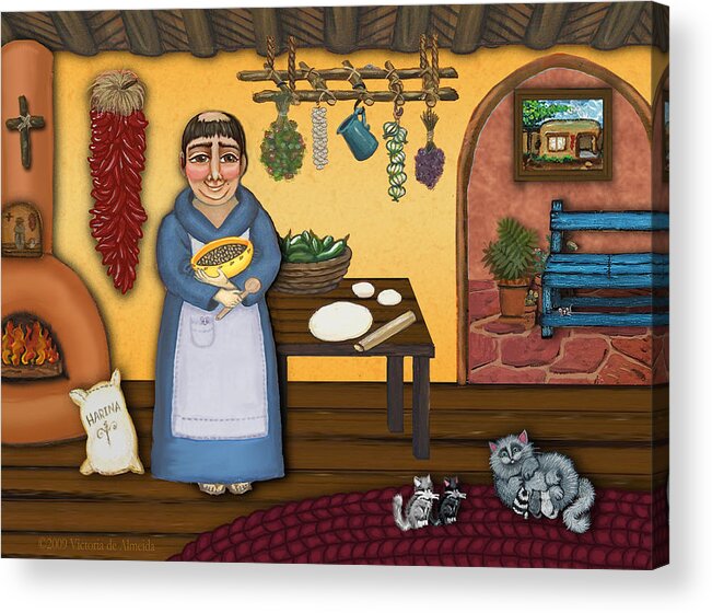 San Pascual Acrylic Print featuring the painting San Pascuals Kitchen 2 by Victoria De Almeida