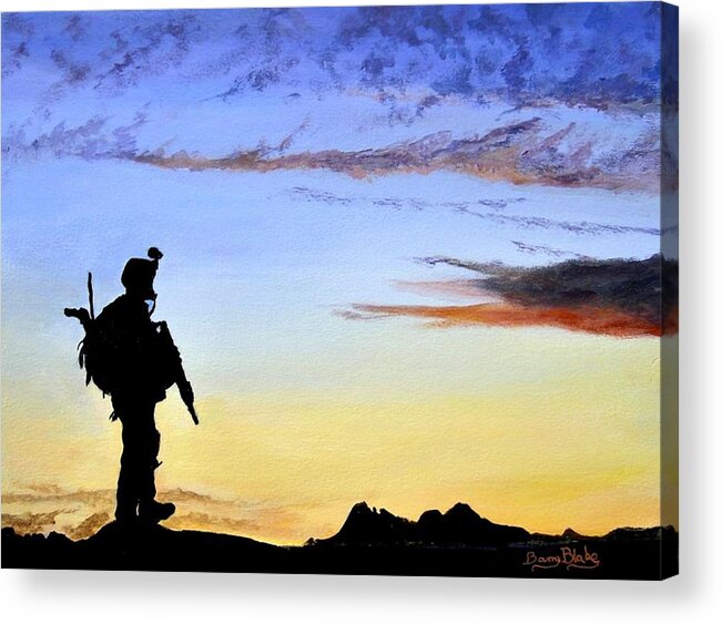 Afghanistan Acrylic Print featuring the painting Sangin Beautiful but Deadly by Barry BLAKE
