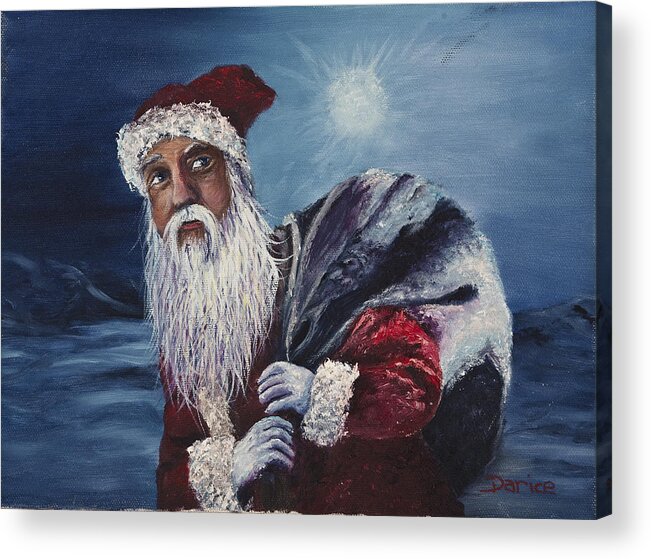 Christmas Acrylic Print featuring the painting Santa With His Pack by Darice Machel McGuire