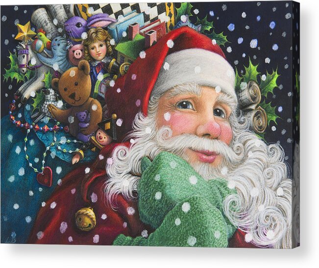 Santa Claus Acrylic Print featuring the painting Santa's Toys by Lynn Bywaters