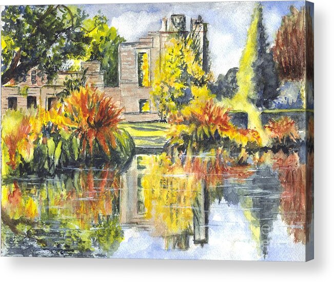 Hand Painted Acrylic Print featuring the painting Scotney Castle Ruins Kent England by Carol Wisniewski