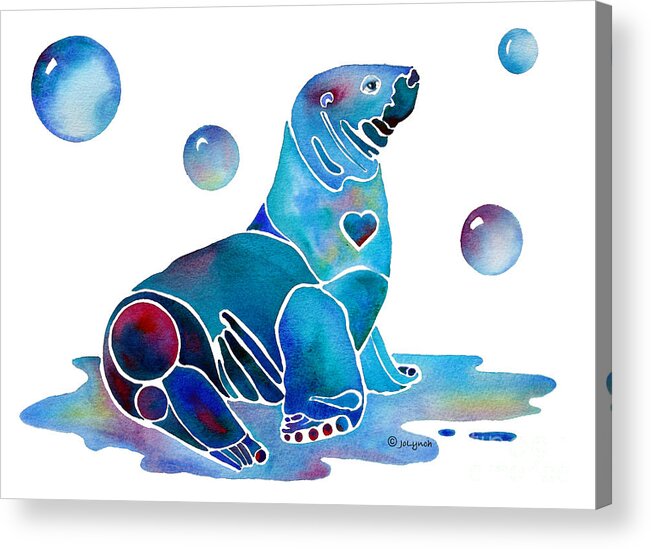 Seal Acrylic Print featuring the painting Seal Salty by Jo Lynch