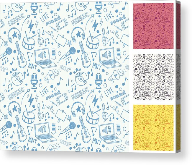 Art Acrylic Print featuring the drawing Seamless Music Doodle Pattern by Ilyast