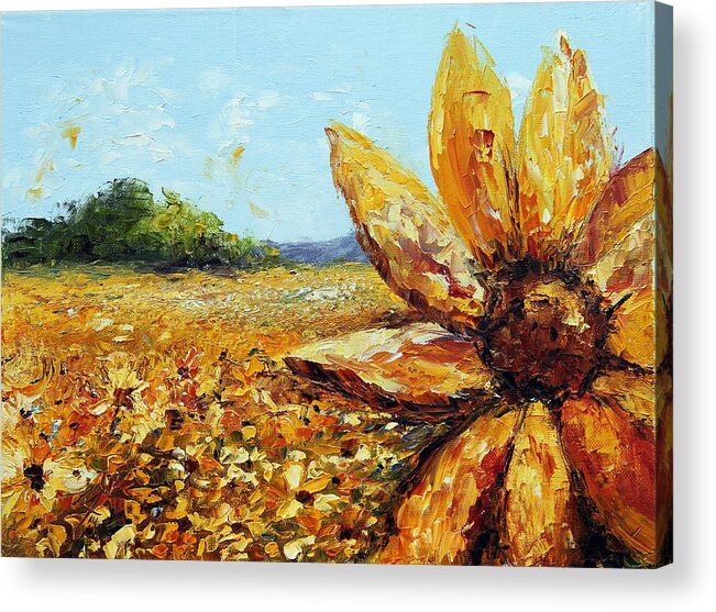 Sunflower Acrylic Print featuring the painting Seeing the Sun by Meaghan Troup