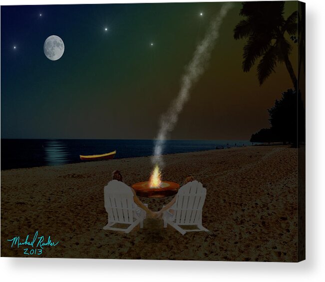 Campfire Acrylic Print featuring the digital art Serenity on the Beach by Michael Rucker