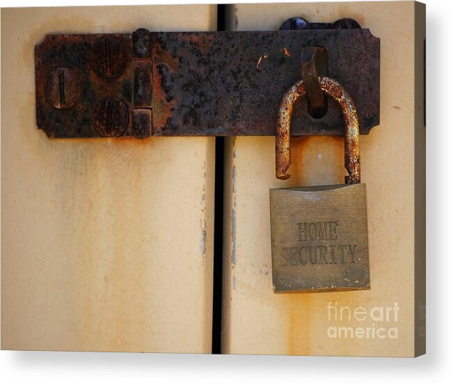 Rusted Lock Acrylic Print featuring the digital art Shed lock  by Bobby Mandal