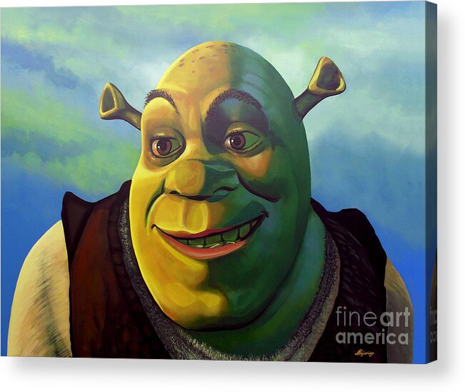 Shrek Acrylic Print featuring the painting Shrek by Paul Meijering