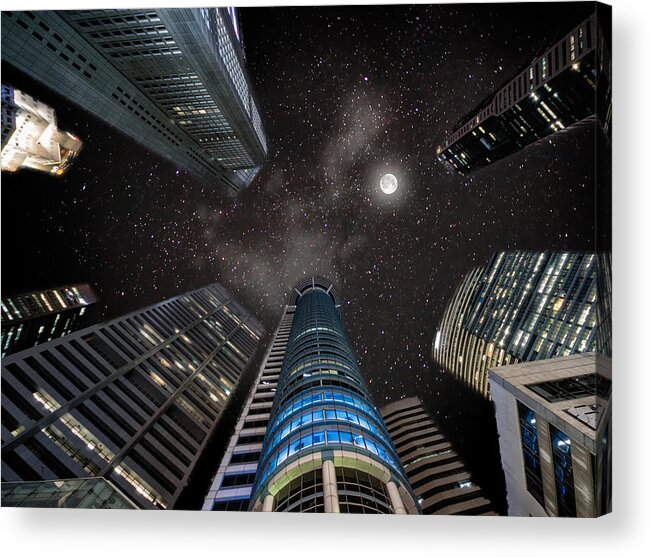 Moon Acrylic Print featuring the photograph Singapore Moon Sky by John Swartz