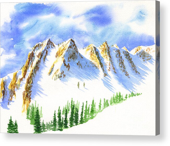 Mountains Acrylic Print featuring the painting Sisters Two by Walt Brodis