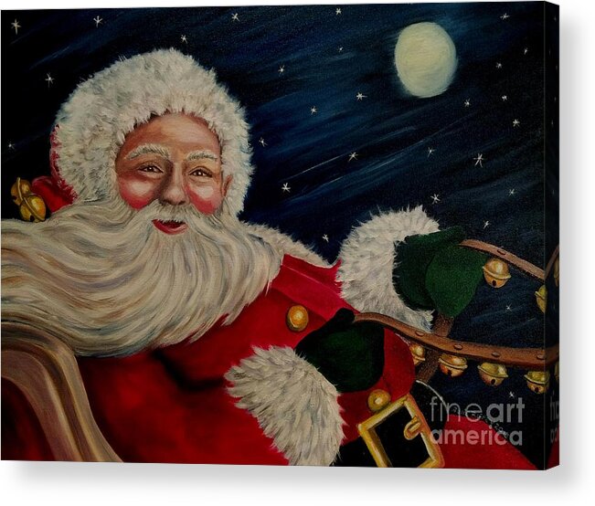 Santa Acrylic Print featuring the painting Sleigh Bells Ring by Julie Brugh Riffey