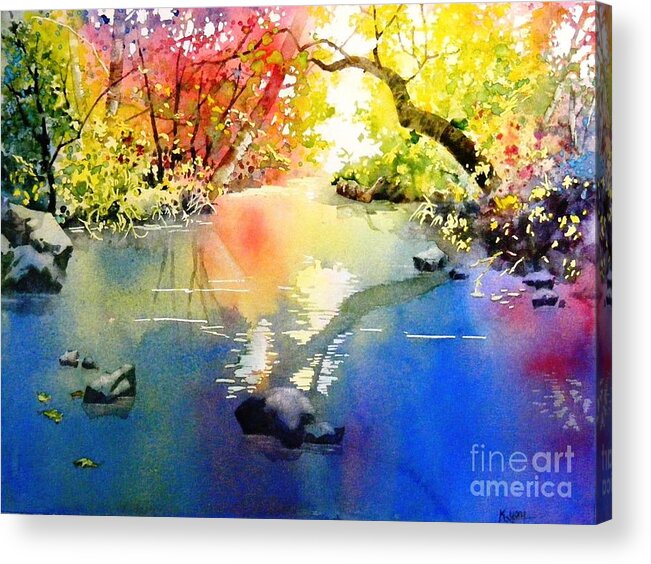 Landscape Acrylic Print featuring the painting Sound of Calmness by Celine K Yong