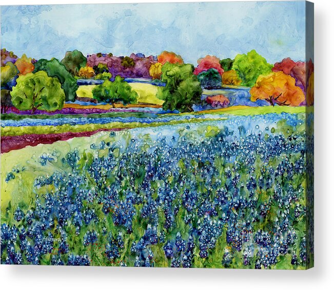 Bluebonnet Acrylic Print featuring the painting Spring Impressions by Hailey E Herrera